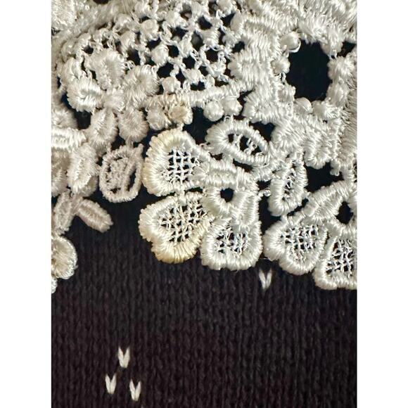 Vintage SCOTT MCCLINTOCK Lace Sailor Collar Navy Dotted Pattern Knit Sweater - Picture 5 of 5